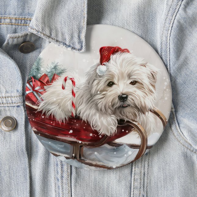 Coton De Tulear Hund Julfirande Knapp (In Situ)