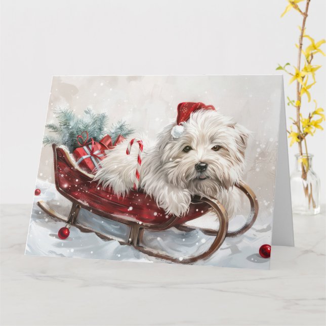 Coton De Tulear Hund Julfirande Kort (Gul blomma)