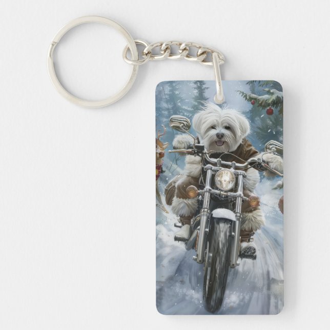 Coton De Tulear Hund Riding Motorcle jul (Framsidan)