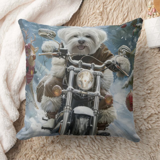 Coton De Tulear Hund Riding Motorcle jul Kudde (Filt)