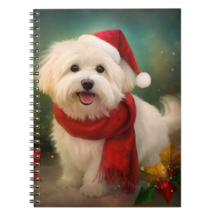 Coton De Tulear Hund under julen i Snö Anteckningsbok
