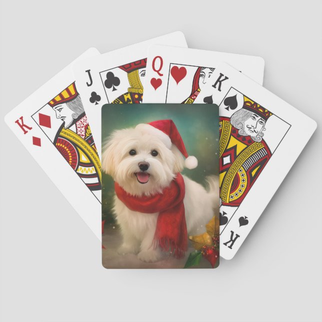 Coton De Tulear Hund under julen i Snö Casinokort (Baksidan)