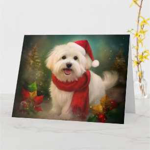 Coton De Tulear Hund under julen i Snö Kort