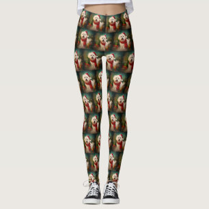 Coton De Tulear Hund under julen i Snö Leggings