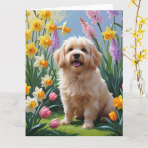 Coton De Tulear Hund Vårblommor Målning Kort