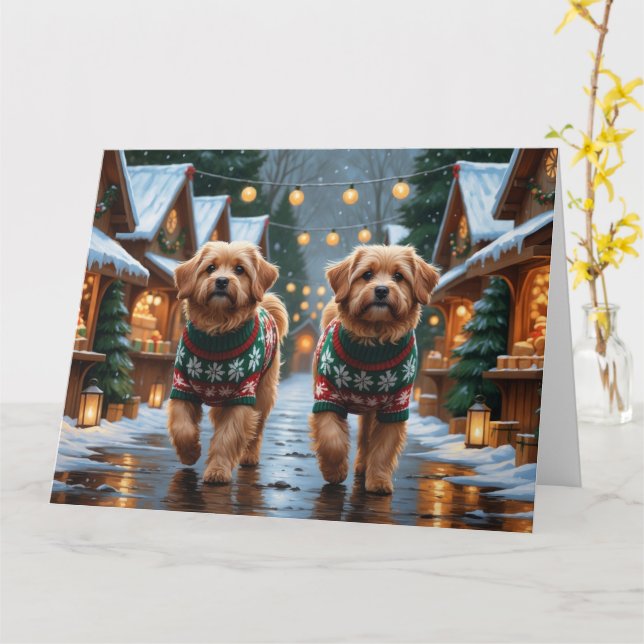 Coton De Tulear Hundar jul Snö Helgdag Kort (Gul blomma)