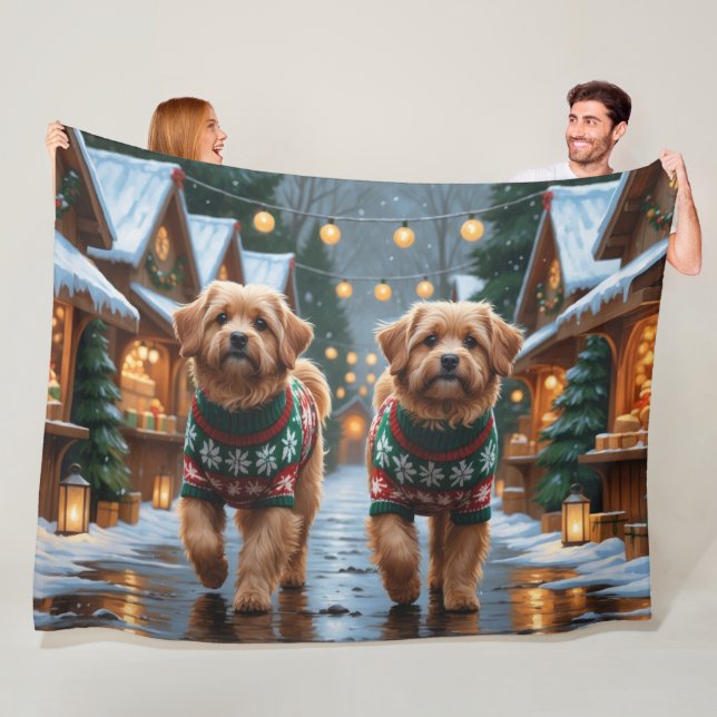 Coton De Tulear Hundar Jul Snö Högtid Fleecefilt (På plats)