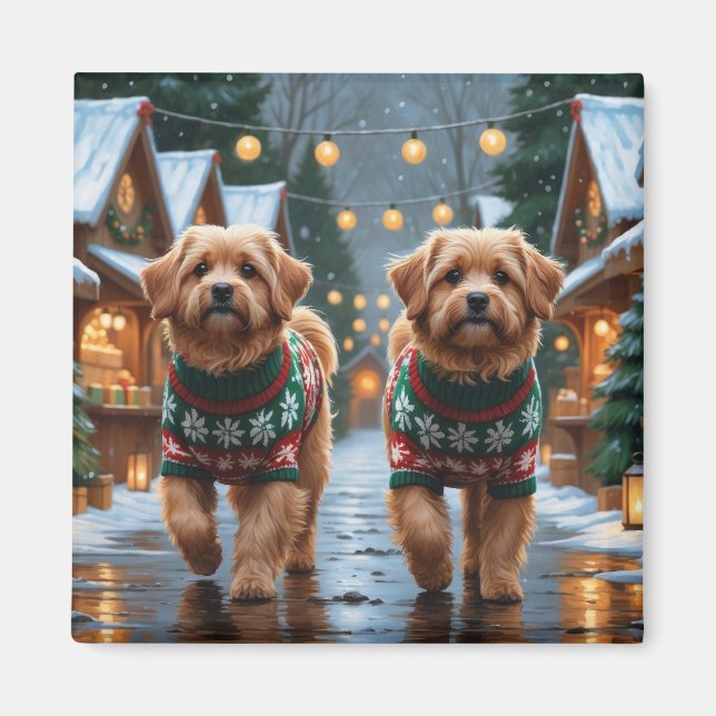 Coton De Tulear Hundar Jul Snö Högtid Magnet (Framsidan)