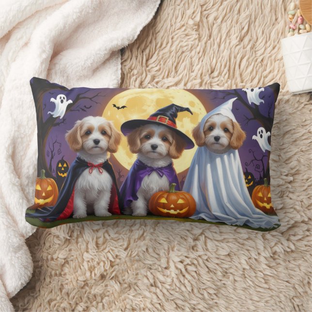 Coton De Tulear Hundar Pumpkin Halloween Funny Lumbarkudde (Filt)