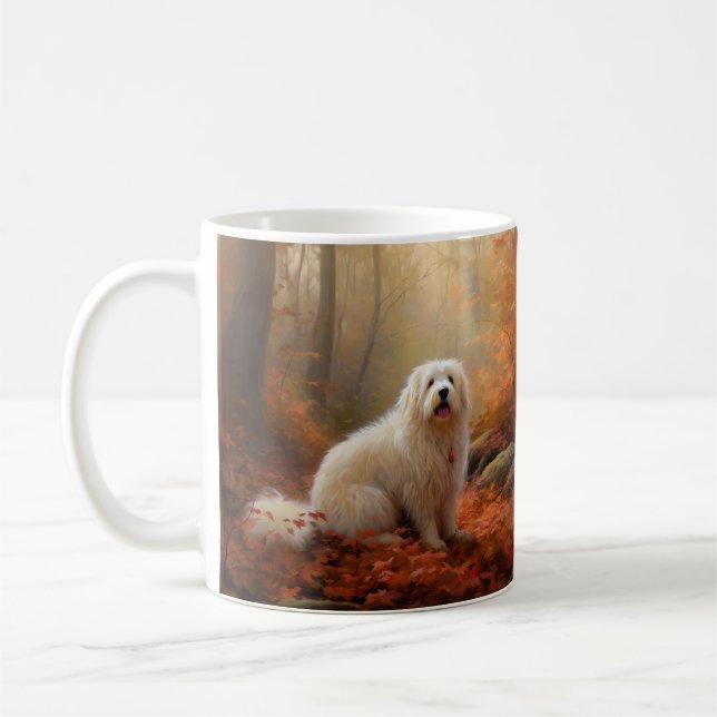 Coton De Tulear i Höst löv Fall Inspire Kaffemugg (Vänster)