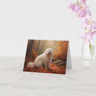 Coton De Tulear i höstlöv Fall Inspire Kort
