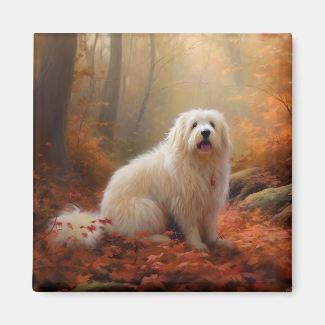 Coton De Tulear i höstlöv Fall Inspire Magnet (Framsidan)