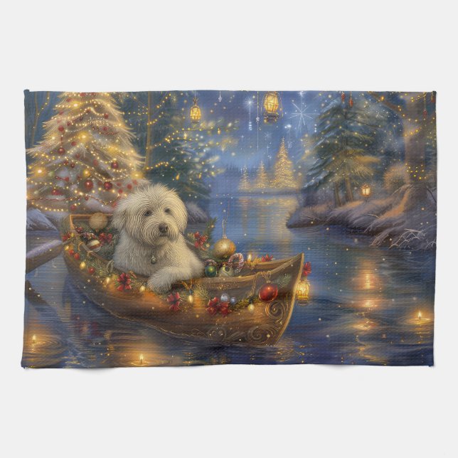 Coton De Tulear Jul Festive Voyage Kökshandduk (Horisontell)
