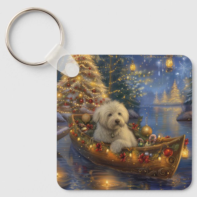 Coton De Tulear Jul Festive Voyage Nyckelring (Framsida)