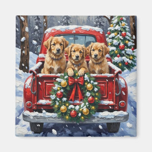 Coton de Tulear Jul Röd Lastbil Holiday Magnet