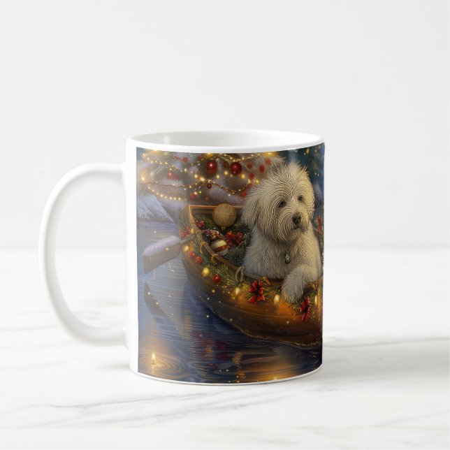 Coton De Tulear Julfirande Resa Kaffemugg (Vänster)