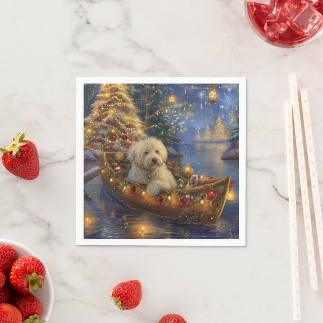 Coton De Tulear Julfirande resa Pappersservett (Insitu)