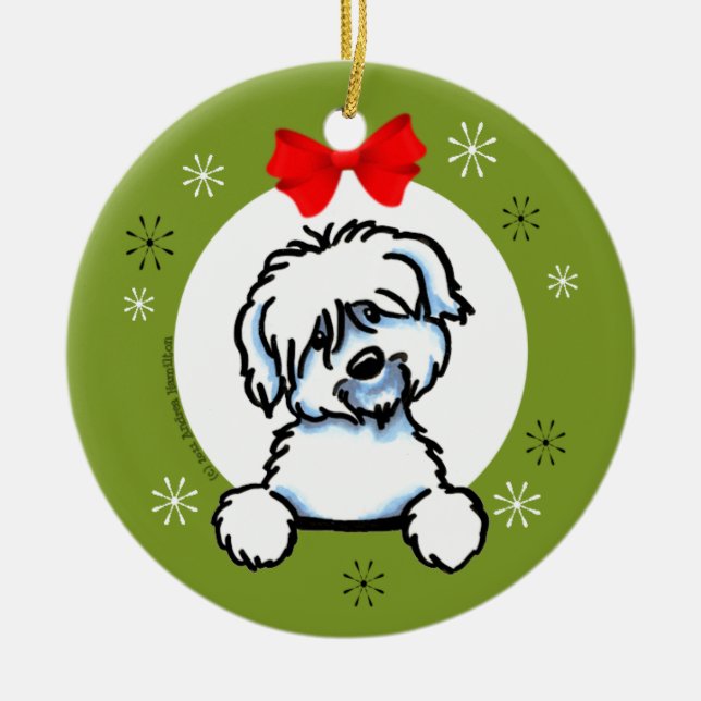 Coton de Tulear-julklapp Classic Julgransprydnad Keramik (Framsidan)