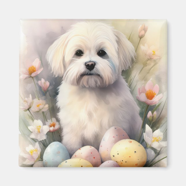 Coton De Tulear med Påskägg Helgdag Magnet (Framsidan)