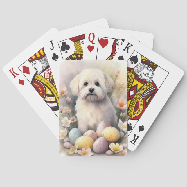 Coton De Tulear med påskägg Semester Casinokort (Baksidan)