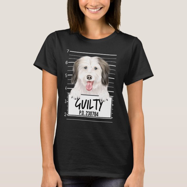 Coton De Tulear Mugshot Guilty Hund T Shirt (Framsida)