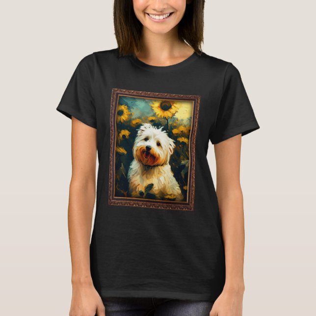 Coton De Tulear Painting Sunflower Flower Mom Wome T Shirt (Framsida)