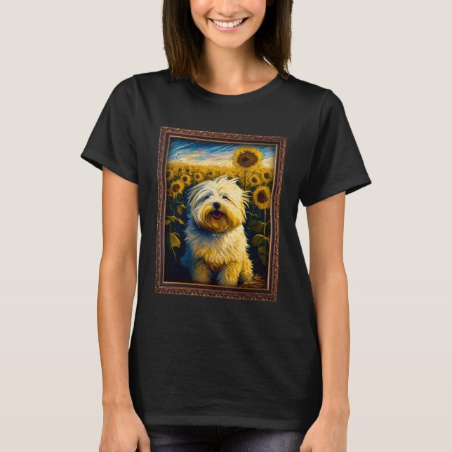 Coton De Tulear Painting Sunflower Flower Mom Wome T Shirt (Framsida)