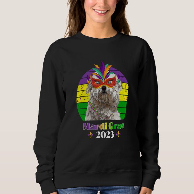 Coton de Tulear Party Hund Mardi Gras 2023 T Shirt (Framsida)