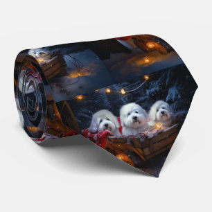 Coton De Tulear Snöig släde juldekoration Slips