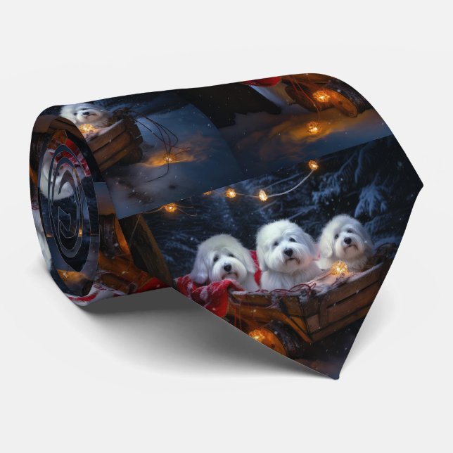 Coton De Tulear Snöig släde juldekoration  Slips (Rullad)