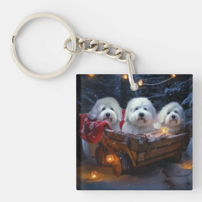 Coton De Tulear Snowy Sleigh-juldekretet (Framsidan)