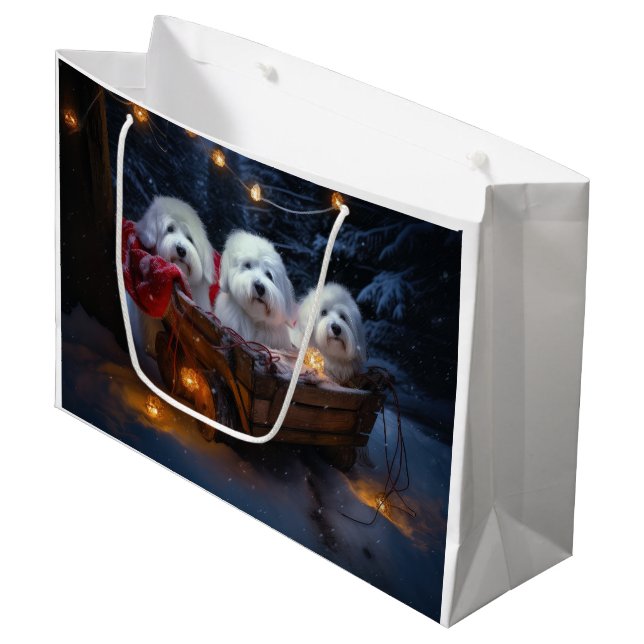 Coton De Tulear Snowy Sleigh-juldekretet (Framsidan Vinklad)