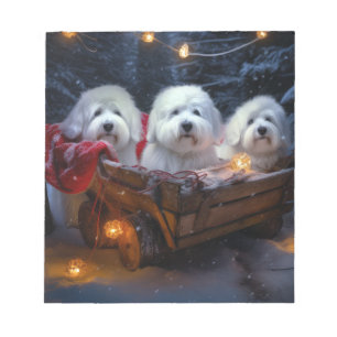 Coton De Tulear Snowy Sleigh-juldekretet Anteckningsblock