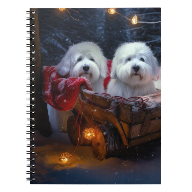 Coton De Tulear Snowy Sleigh-juldekretet Anteckningsbok (Framsidan)