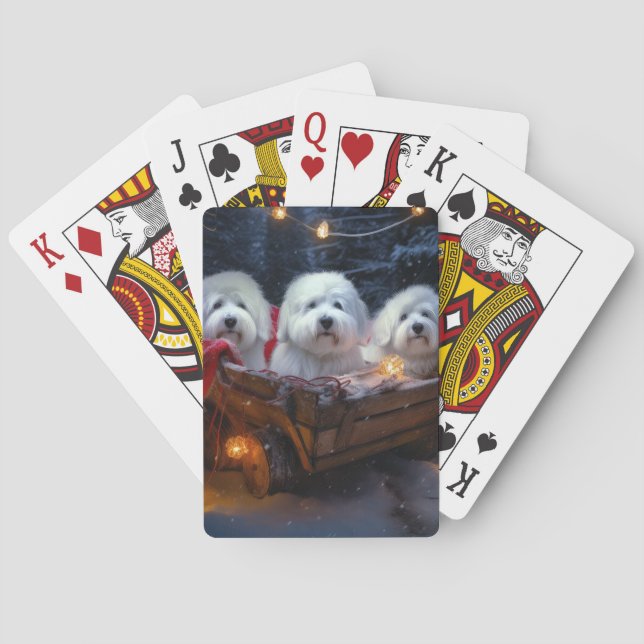 Coton De Tulear Snowy Sleigh-juldekretet Casinokort (Baksidan)