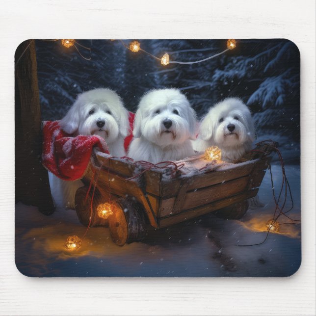 Coton De Tulear Snowy Sleigh-juldekretet Musmatta (Framsidan)