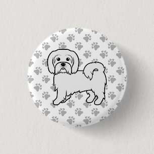 Coton de Tulear Söt Tecknad Hundillustration Knapp
