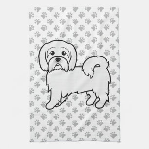Coton de Tulear Söt Tecknad Hundillustration Kökshandduk
