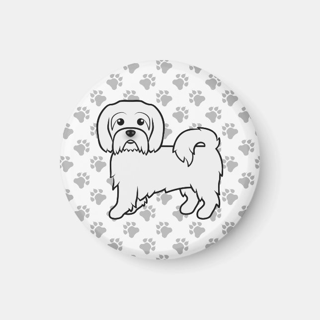 Coton de Tulear Söt Tecknad Hundillustration Magnet (Framsidan)
