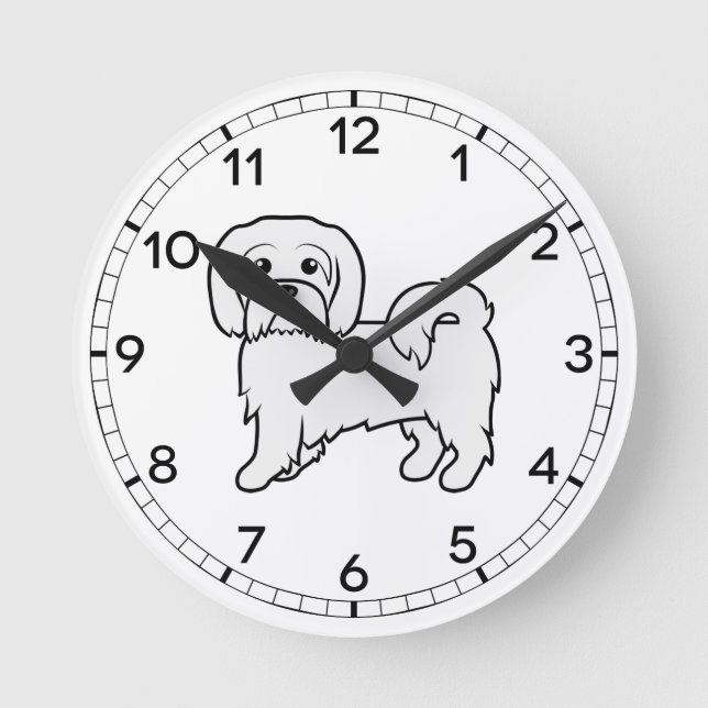 Coton de Tulear Söt Tecknad Hundillustration Rund Klocka (Framsida)