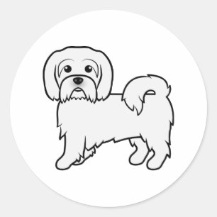 Coton de Tulear Söt Tecknad Hundillustration Runt Klistermärke