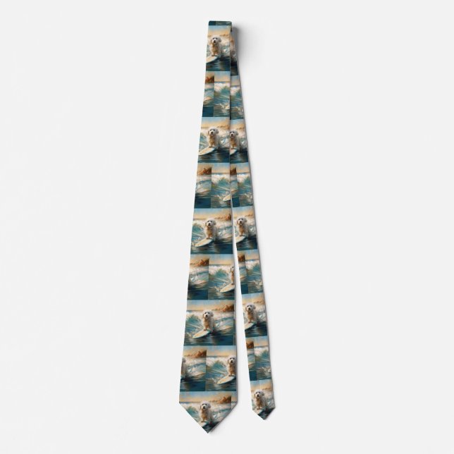 Coton De Tulear Strand Surfing Målning Slips (Framsida)