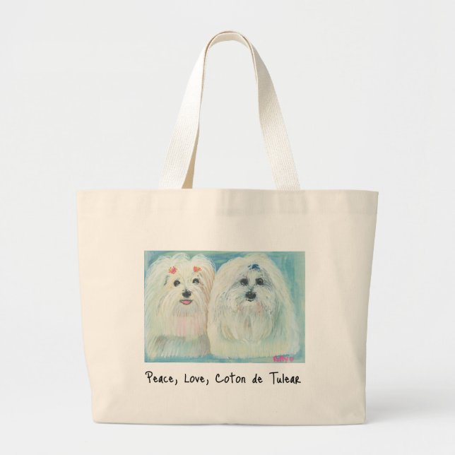Coton de Tulear Tote Jumbo Tygkasse (Framsidan)