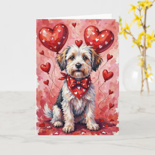 Coton de Tulear Valentine Hund sittande med hjärta Kort