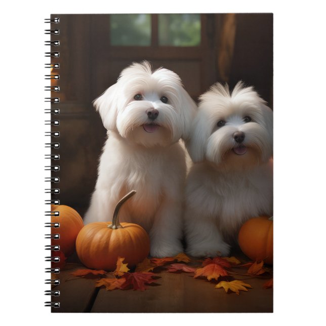 Coton De Tulear Valp Höstglädje Pumpa  Anteckningsbok (Framsidan)