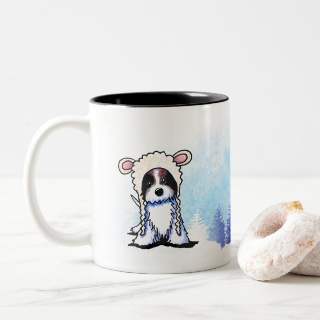 Coton de Tulear Vinter Två-Tonad Mugg (Med munk)