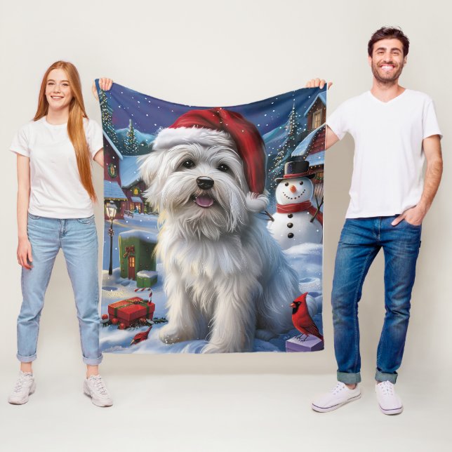 Coton De Tulear Vinterundret Julglädje Fleecefilt (På plats)