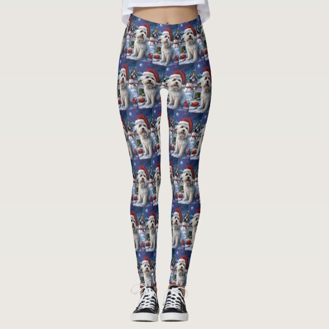 Coton De Tulear Vintervonderland Julglädje Leggings (Framsida)