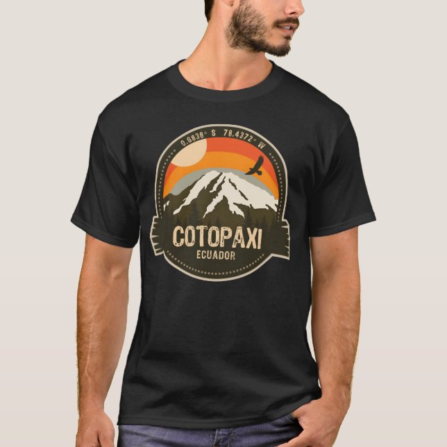 Cotopai Ecuador Vulkan Retro Vandring Camping vän T Shirt (Framsida)