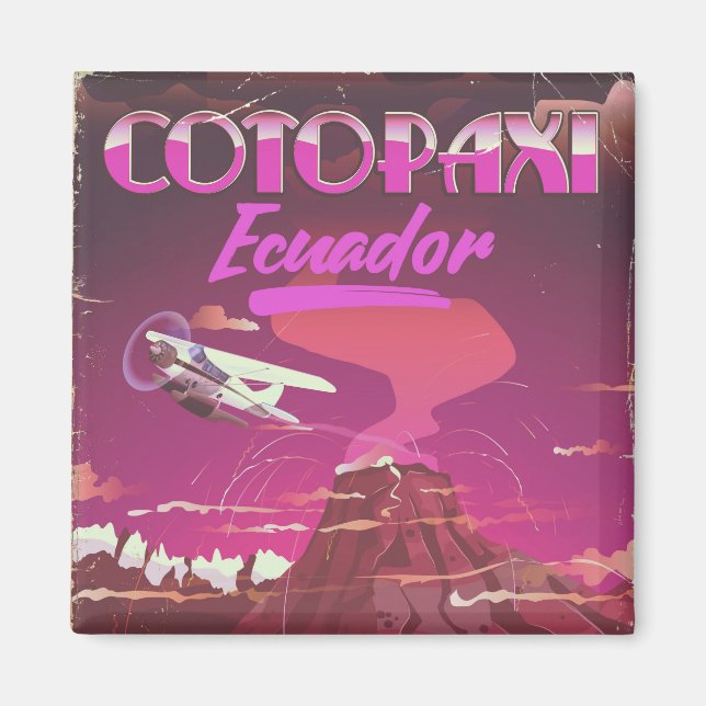 Cotopaxi, Ecuador AIR MAIL resebroschyr Magnet (Framsidan)